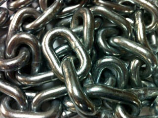 Calibrated poultry conveyor chain